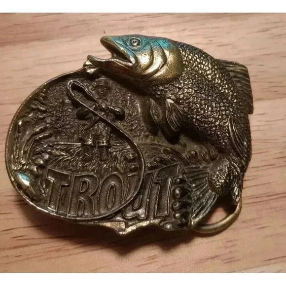 Trout Fish Belt Buckle Great American‎ Buckle Co. Copyright 1982 Serial Num. 533 - Picture 1 of 3